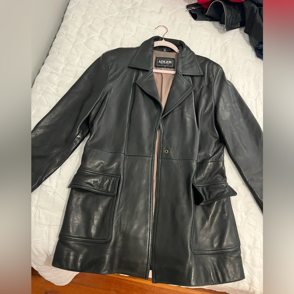 Adler mid length real leather blazer style jacket